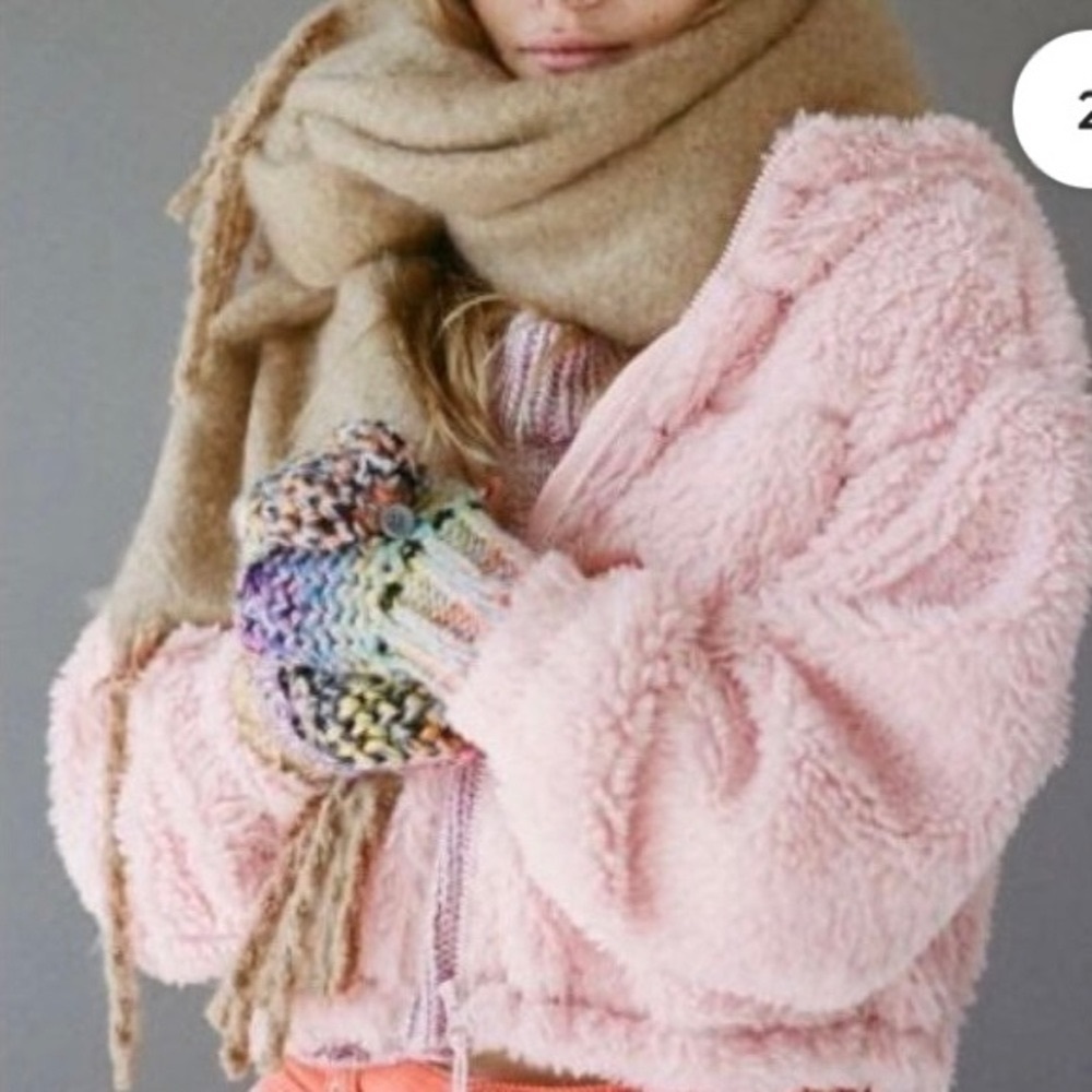 Adorable Fluffy BDG Zip Up Pink Jacket